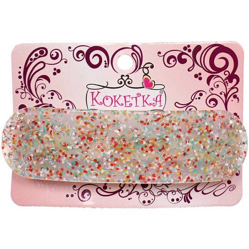 Заколка - автомат ЭКЛЕР, форма прямоугольная, танула, микс 5 цветов, 92,7см (блистер Кокетка)_8