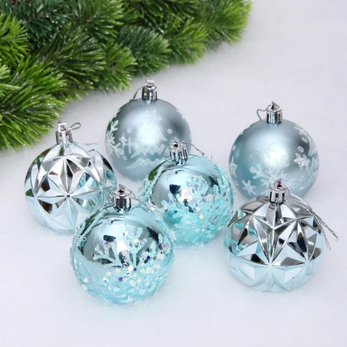 Набор шаров "Вивальди" 6 см (в наборе 6 шт), Голубой