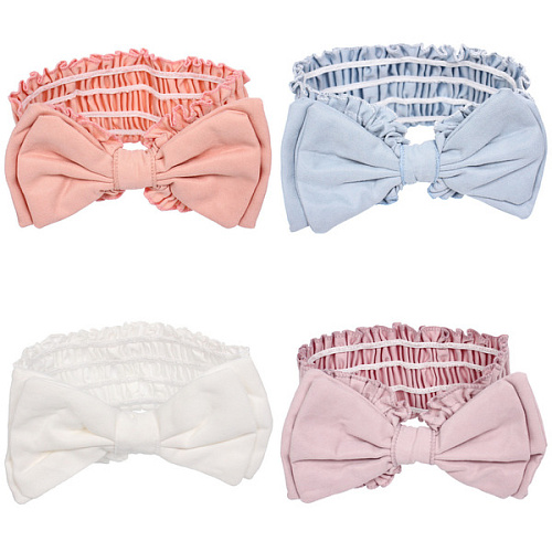 Повязка на голову косметическая ДАЙМОНД РУШ, бантик, цвет белый, пудровый, небесный и лиловый, 207см (ZIP пакет)_15