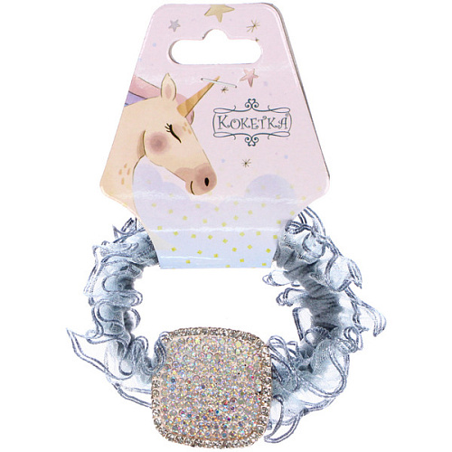 Резинка для волос 1шт ЕЖЕВИКА, квадрат, микс 5 цветов, d-5см (подвес Единорог)_6