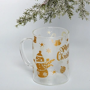 Кружка стеклянная 450мл "Фантазия зимы", микс рисунков