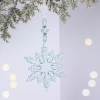 Подвеска "Ажурная снежинка" 16 см, Голубой