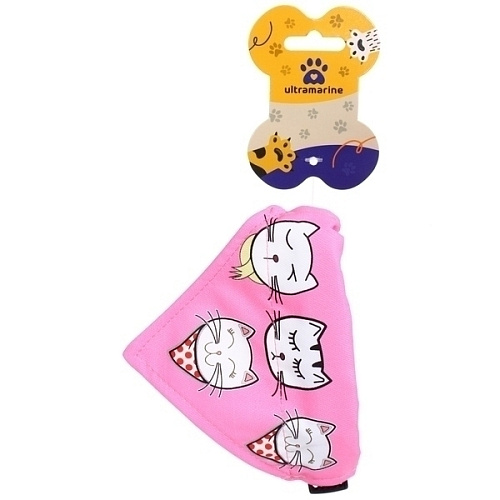 Ошейник с банданой и колокольчиком для кошек и собак мелких пород Стильный БРО, цвет розовый, рS1611см (лейбл)_6