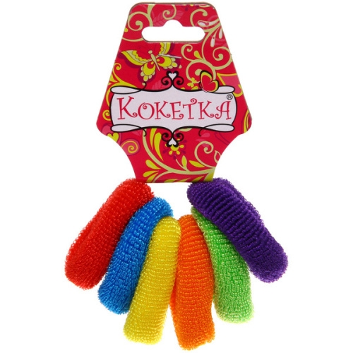 Резинки для волос 6шт Кокетка "Зефирки - пушистики", цвет микс, d-4,5см (подвес Кокетка)