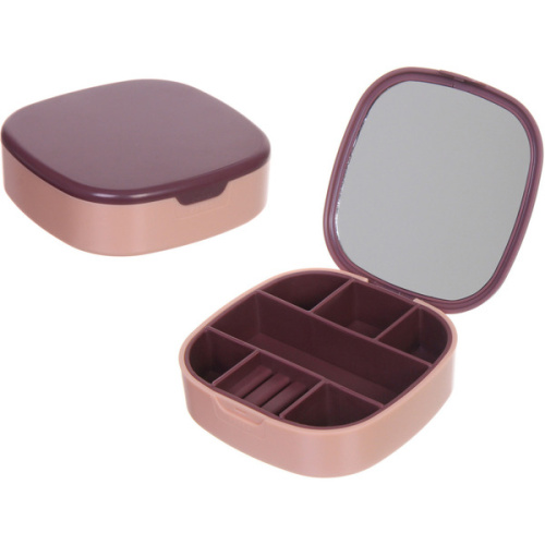 Органайзер для хранения с зеркалом "ТАРТОНА", цвет пудровый, 10*3см (упаковка коробка)