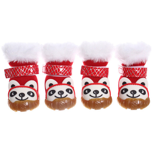 Ботинки зимние для животных МОДНЫЙ БРО, на липучке, цвет красный, размер 1, 4см_6