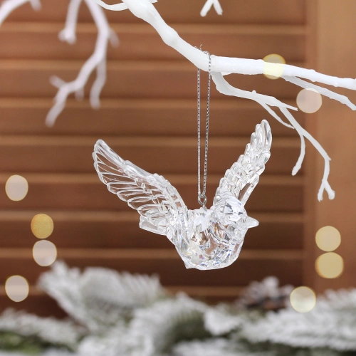 Подвеска "Хрустальная птица" 7*7,5 см, Прозрачный