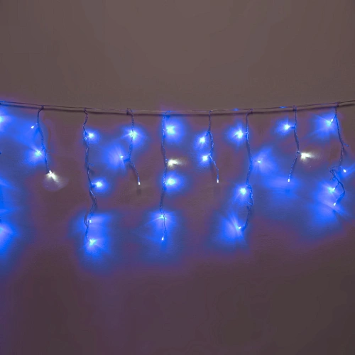 Гирлянда для дома БАХРОМА "Мерцание" ш1,5м* в30/50см 48 ламп LED, прозрачн.провод, авторежим, IP-20, Синий/Белый мерцает