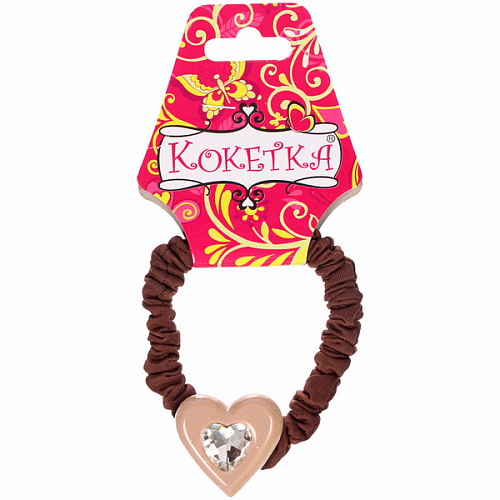 Резинка для волос 1шт Франка, цвет коричневый, серце микс, d-5,5см_4