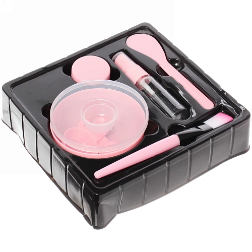 Набор косметический Beauty professional, цвет розовый и мятный, три мерных ложки, чаша, кисть, лопатка, баночка и дозатор, 18,518,54,5_13