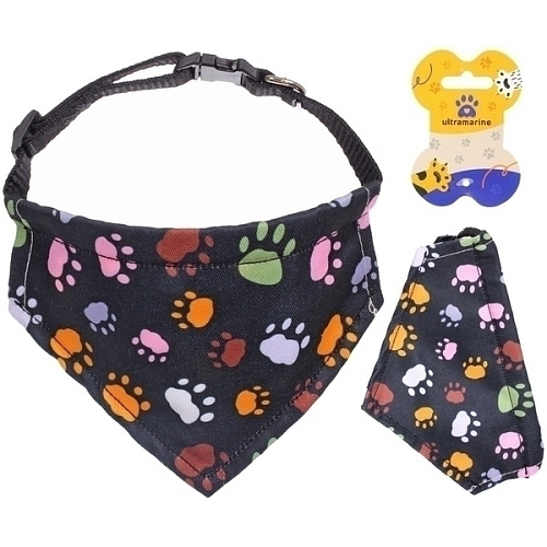 Ошейник с банданой для кошек и собак мелких пород Стильный БРО, принт лапки, рS, 18,512,5см (лейбл)_5