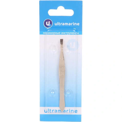 Пинцет для бровей из нержавеющей стали Ultramarine - Bon Kapriz, прямые концы, цвет золото, 8,8см_5