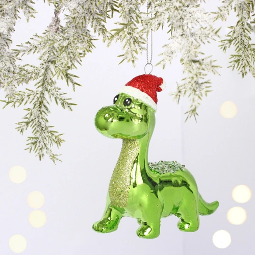 Ёлочная игрушка "Весёлый динозавр" 4*13*11.5 см, Салатовый