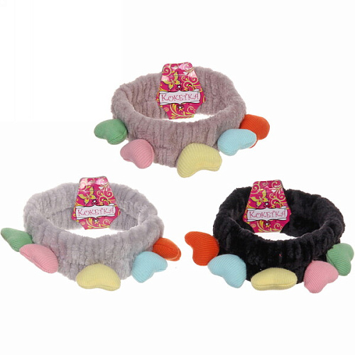 Повязка на голову Кокетка - Сердечки, микс 6 цветов, 206см_4