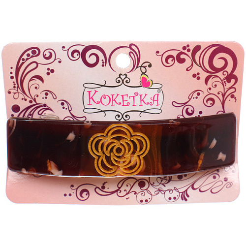 Заколка - автомат ЭКЛЕР, форма прямоугольная, розалия, микс 5 цветов, 112,8см (блистер Кокетка)_3