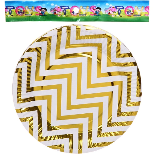 Тарелка бумажная 18 см в наборе 10 шт Зигзаг, золото_4