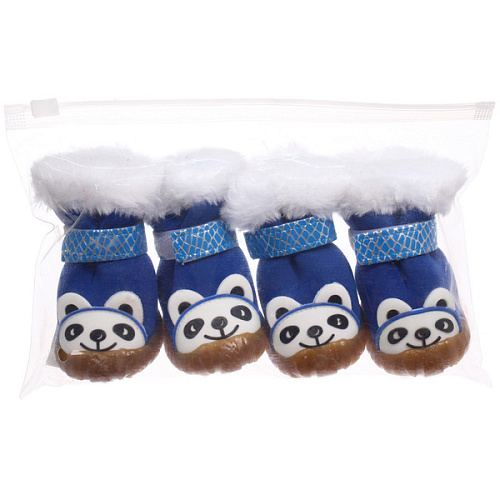 Ботинки зимние для животных МОДНЫЙ БРО, на липучке, цвет синий, размер 4, 5,5см_7