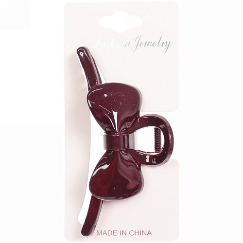 Заколка-краб для волос  на блистере Magic Gloss, бантик, микс 6 цветов, 11см (Кокетка)_6