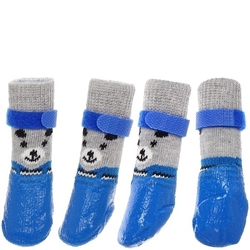 Бошмачки для животных прорезиненные на дождливую погоду LAPUSIK, цвет голубой, размер М, 5,5см_7