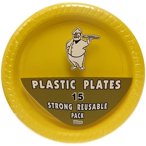 Тарелка пластиковая 18см в наборе 15шт желтая