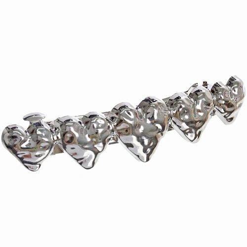 Заколка-автомат для волос AKS - DesignPRO, сердечки, цвет золото и хром, 7,81,8см_3