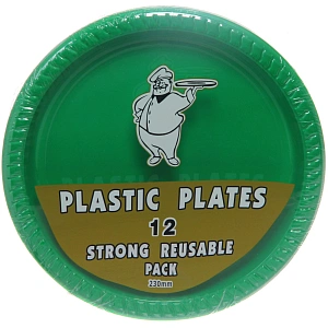 Тарелка пластиковая 23см в наборе 12шт зеленая