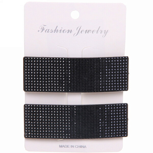 Зажимы для волос 2шт KRASA - Aks, стразы, прямоугольник, цвет черный, 82,5см_5