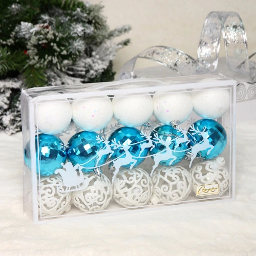 Набор украшений "Барокко" 6 см (набор 15 шт), Белый, голубой