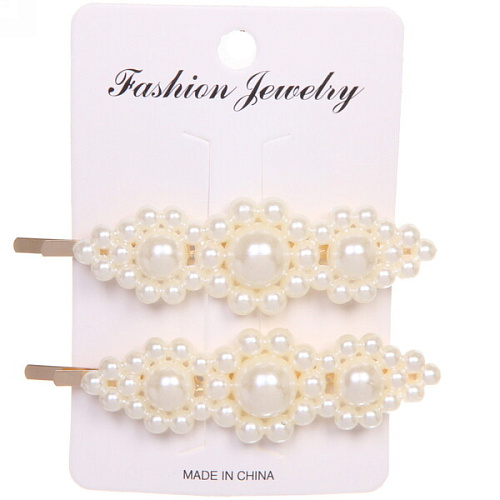 Зажимы для волос 2шт KRASA - Akss, жемчужинки, цвет белый, 82,5см_5