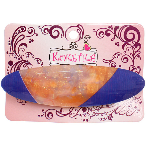 Заколка - автомат ЭКЛЕР, форма овал, тайра, микс 5 цветов, 92,7см (блистер Кокетка)_6