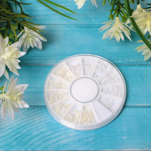 Украшение для нейл-арта Nail Art Design, бусинки, цвет белый и жемчужный, в пакете, 66см_18