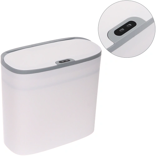 Контейнер для мусора"Smart"14л белый  сенсорная крышка работает от батареек LR6 W8626C