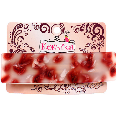 Заколка - автомат ЭКЛЕР, форма прямоугольная, сари, микс 5 цветов, 10,32,5см (блистер Кокетка)_5