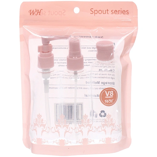 Флаконы дорожные в ZIP пакете 3шт COMFORT, цвет крышек розовый, (1003мл)_4