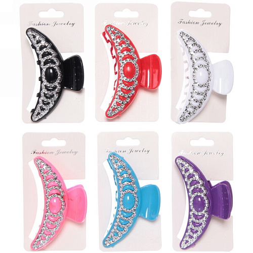 Заколка-краб для волос на блистере Emily Collection - Lily, микс 6 цветов, 7,5см _14