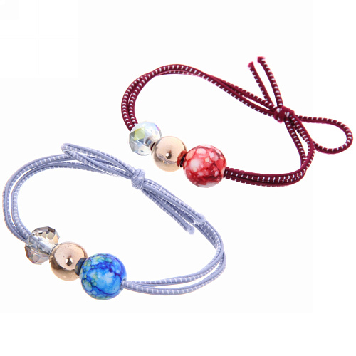 Резинки для волос 2шт Your Style - Малахит, цвет бусин микс, d-5,5см_6