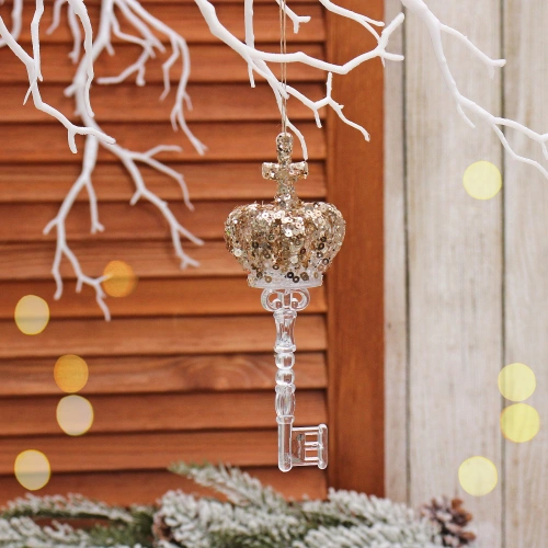 Подвеска "Ключ от дворца" 15 см, Белый/Золотой блеск