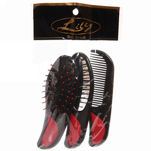 Расчески в наборе 3шт Мини, цвет черный, упаковка пакет_9