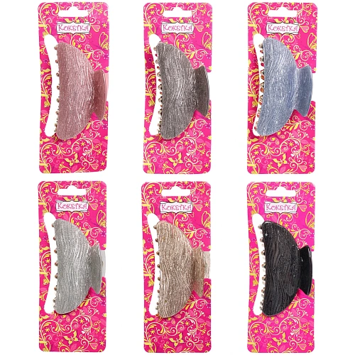 Заколка-краб для волос  ЭЙФОРИЯ, эва, микс 6 цветов, 8см (блистер Кокетка)_13