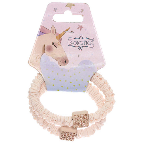 Резинки для волос 2шт КИРА, квадратики, микс 5 цветов, d-5см (подвес Единорог)_4