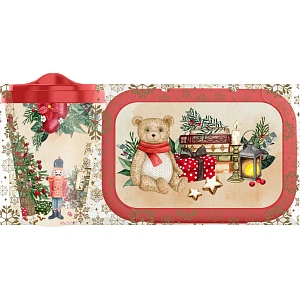 Набор с декором "Игрушки": стакан с крышкой 420мл + ланч-бокс 0,85л (красный)