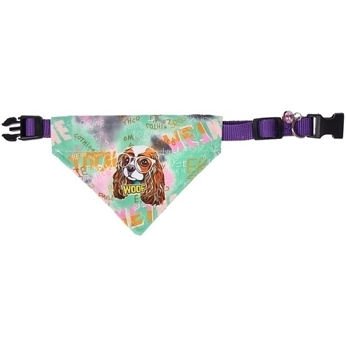 Ошейник с банданой и колокольчиком для кошек и собак мелких пород Стильный БРО, цвет зеленый, рS1611см (лейбл)_4