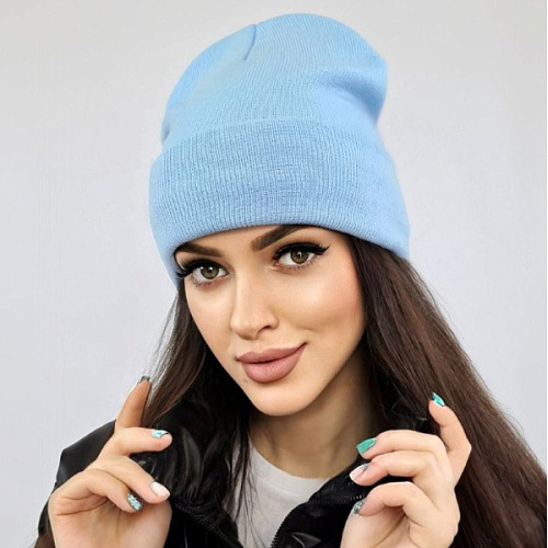 Шапка зимняя ZIMA, бинни, цвет голубой, 58р_7