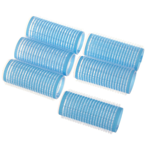 Бигуди липучки, 6шт., однотонные, цвет голубой, d-2,5см