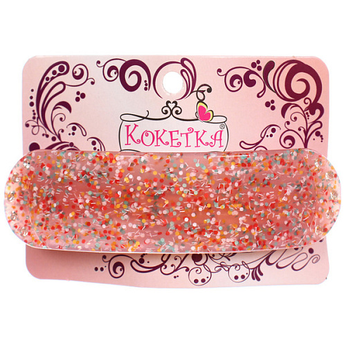 Заколка - автомат ЭКЛЕР, форма прямоугольная, танула, микс 5 цветов, 92,7см (блистер Кокетка)_4