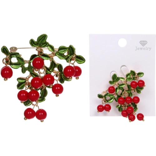 Брошь "GOLD Podarok", Гроздь рябины, цвет как на фото, 5*4,5см (символ Счастья в семье)