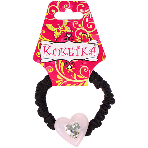 Резинка для волос 1шт Франка, цвет черный, серце микс, d-5,5см_2