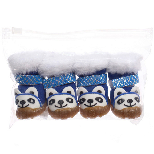 Ботинки зимние для животных МОДНЫЙ БРО, на липучке, цвет синий, размер 1, 4см_7