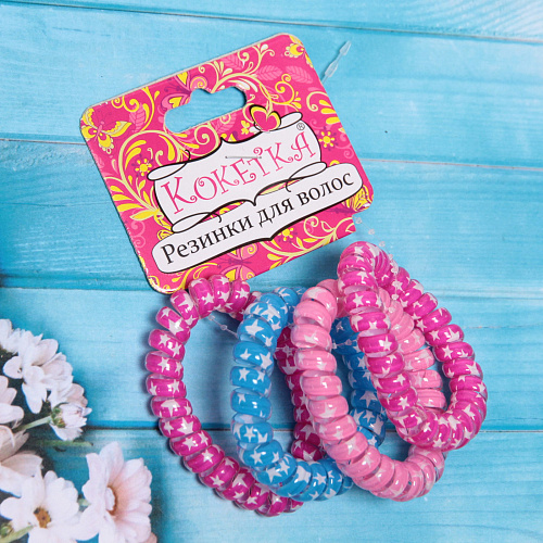 Резинки для волос силиконовые 4шт Кокетка - Звезды, цвет микс, d-55см_11