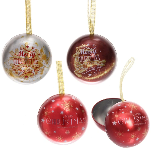 Банка жестяная Новогодние шары 6,5см, микс_3